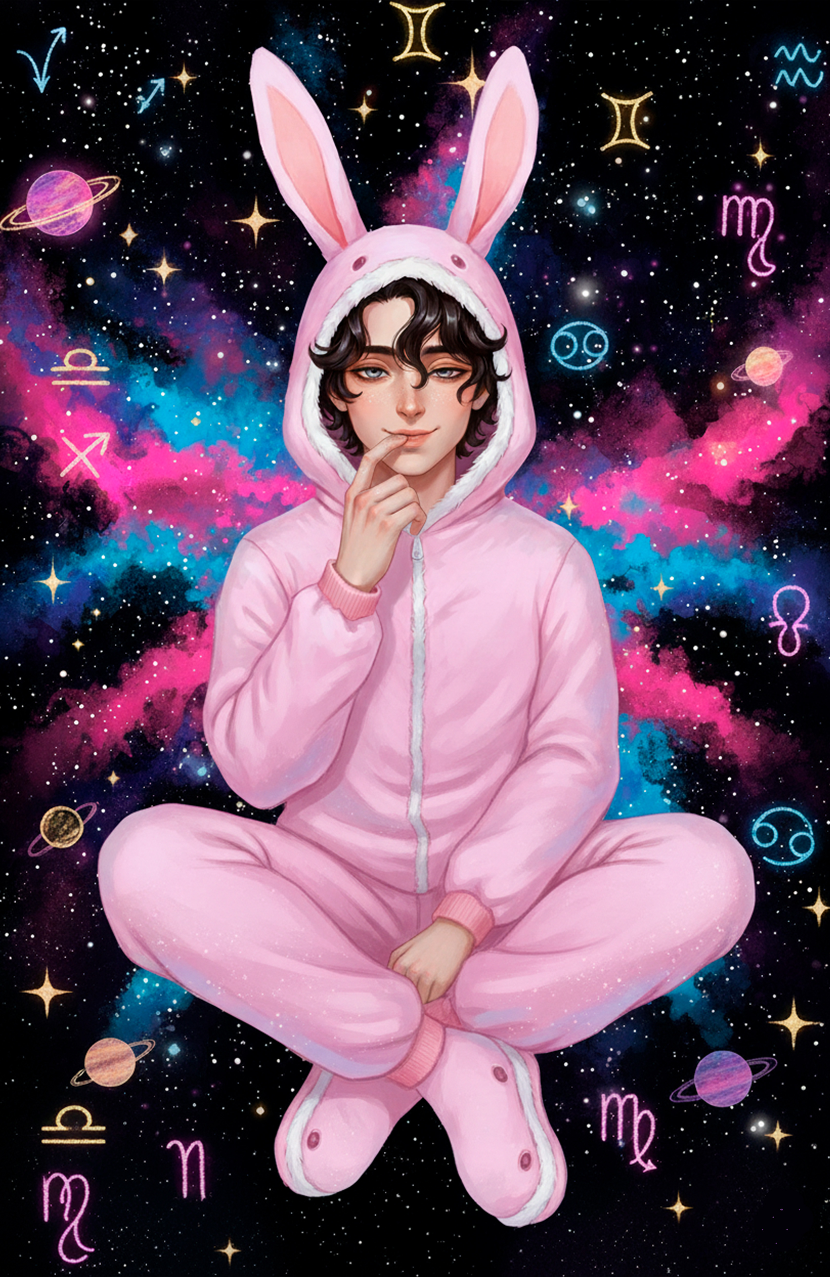 Майкл Радоу в милой пижаме кролика. Арт фэндом Клыки тьмы.